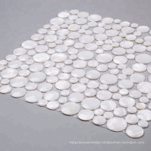 Modern Style White Round Sea Shell Mosaic Tile